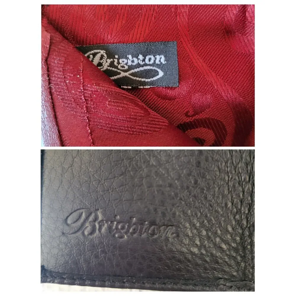 Brighton Smooth Embossed Leather Silver Hearts Mini Trifold Red Lined Wallet